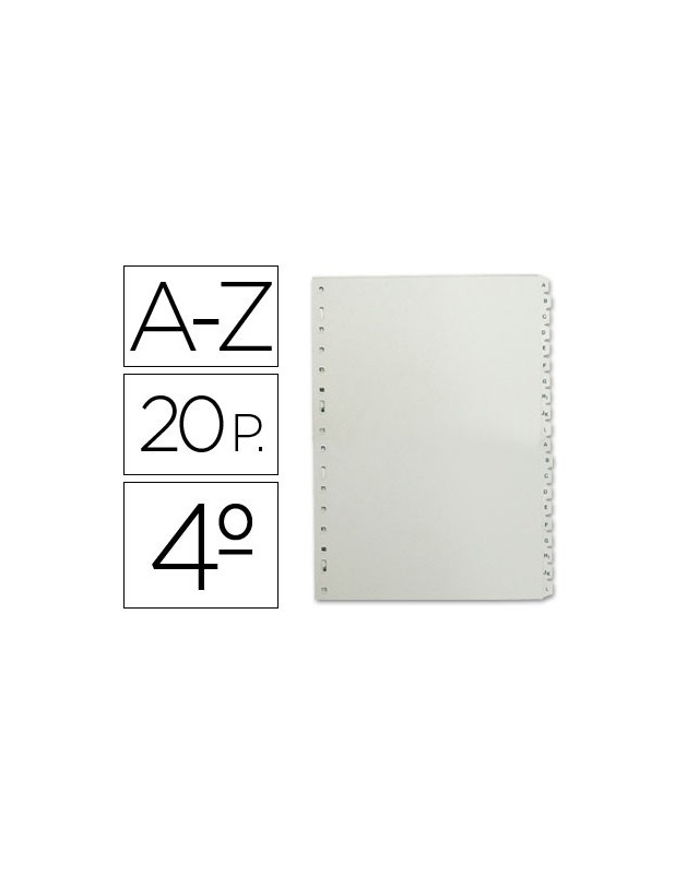 Separador alfabetico multifin 3002 plastico cuarto natural 20 pestañas 155x215 mm
