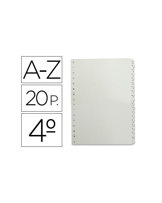 Separador alfabetico multifin 3002 plastico cuarto natural 20 pestañas 155x215 mm