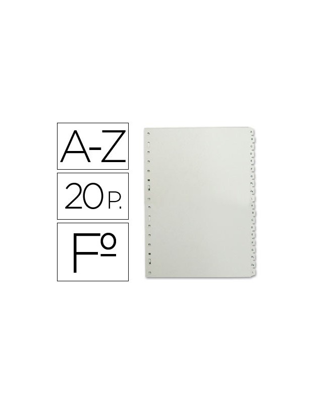 Separador alfabetico multifin 3005 plastico folio natural 20 pestañas 215x310 mm