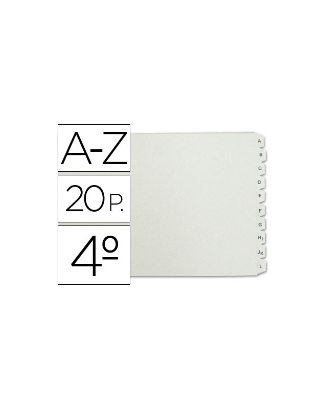 Separador alfabetico multifin 3003 plastico cuarto apaisado 20 pestañas 215x155 mm