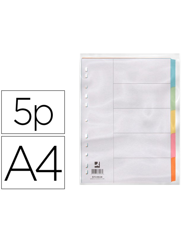 Separador q-connect cartulina juego de 5 separadores din a4 multitaladro