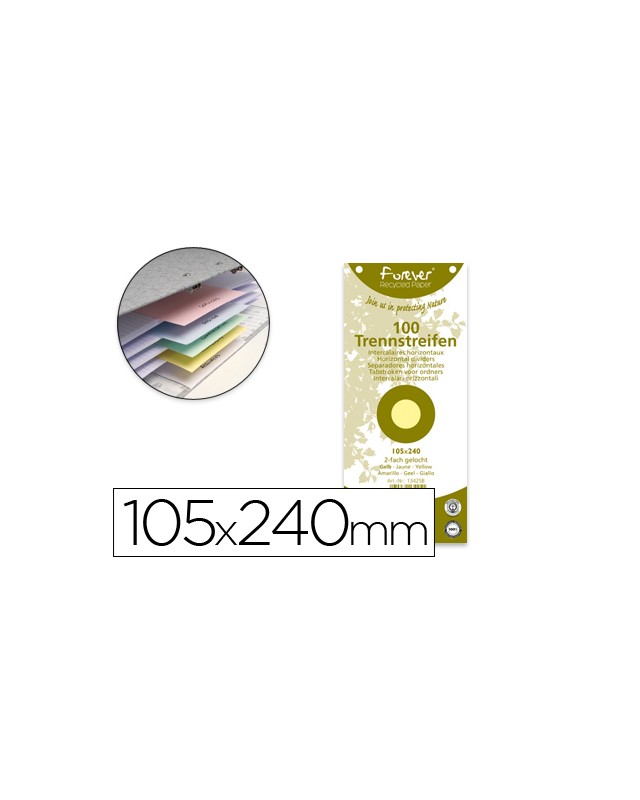 Separador exacompta cartulina reciclada juego de 100 separadores 105x240 con taladros colores surtidos