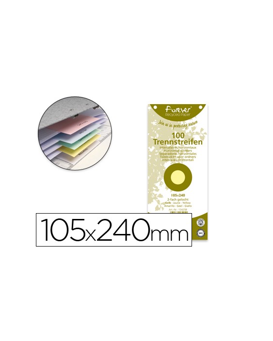 Separador exacompta cartulina reciclada juego de 100 separadores 105x240 con taladros colores surtidos