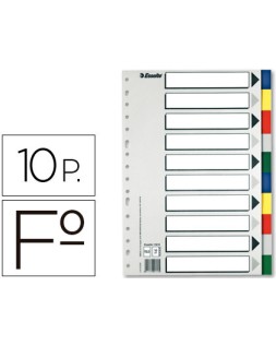 Separador esselte plastico juego de 10 separadores folio con 5 colores multitaladro
