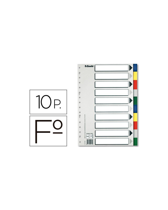 Separador esselte plastico juego de 10 separadores folio con 5 colores multitaladro