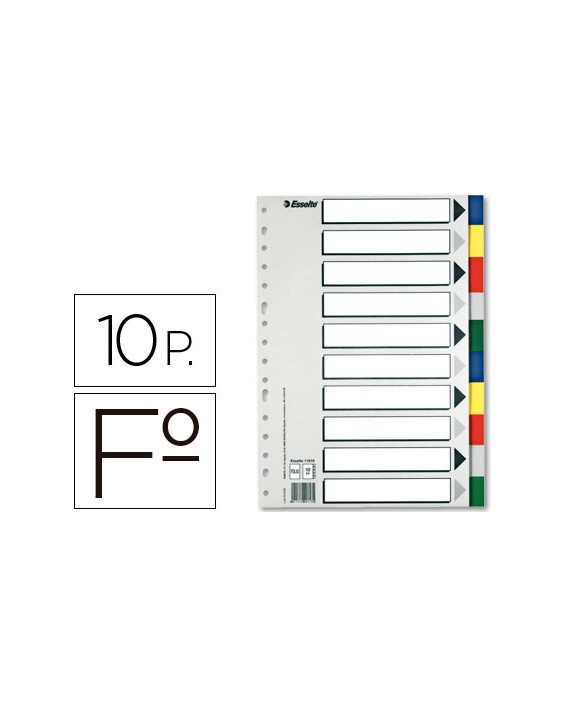 Separador esselte plastico juego de 10 separadores folio con 5 colores multitaladro