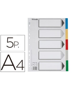 Separador esselte plastico juego de 5 separadores din a4 con 5 colores multitaladro