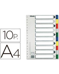 Separador esselte plastico juego de 10 separadores din a4 con 5 colores multitaladro