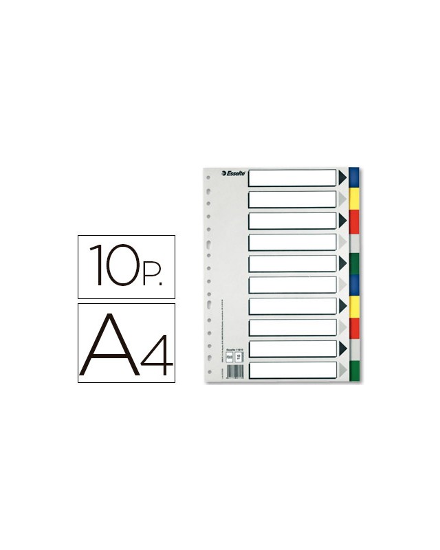 Separador esselte plastico juego de 10 separadores din a4 con 5 colores multitaladro