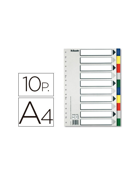 Separador esselte plastico juego de 10 separadores din a4 con 5 colores multitaladro