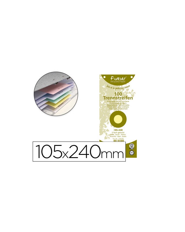 Separador exacompta cartulina de 180 gr juego de 100 separadores 105x240 mm con 2 taladros color amarillo