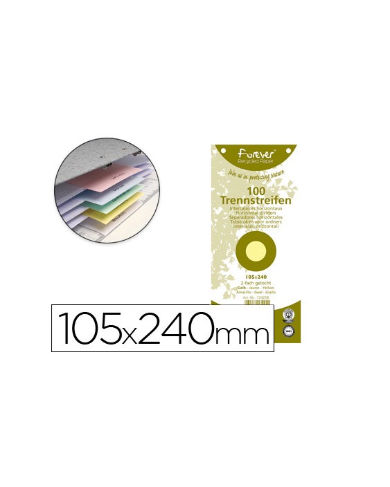 Separador exacompta cartulina de 180 gr juego de 100 separadores 105x240 mm con 2 taladros color amarillo