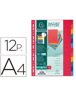 Separador exacompta cartulina simil prespan juego de 12 separadores din a4 multitaladro colores vivos