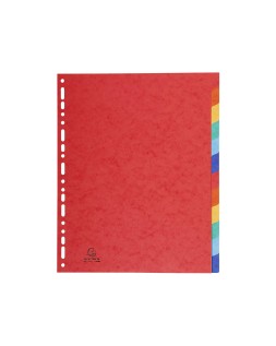 Separador exacompta cartulina simil prespan juego de 12 separadores din a4+ multitaladro colores vivos