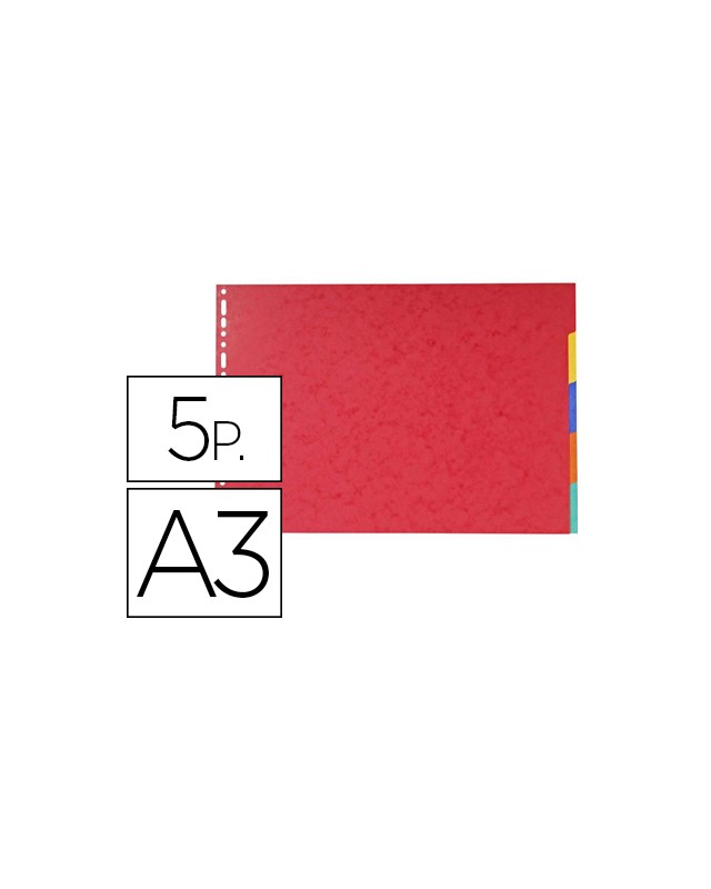 Separador exacompta cartulina brillo juego de 5 separadores din a3 apaisado multitaladro