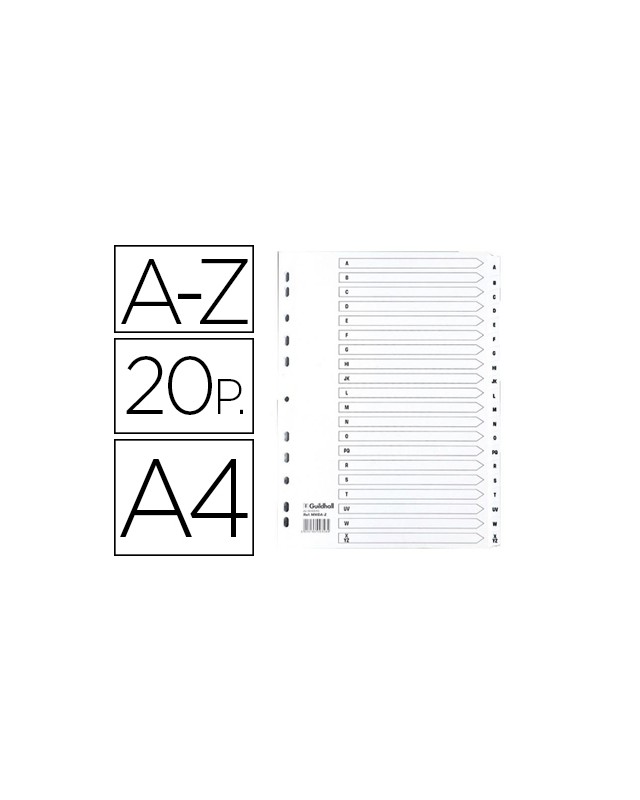 Separador exacompta cartulina blanca a-z juego de 20 separadores din a4 11 taladros