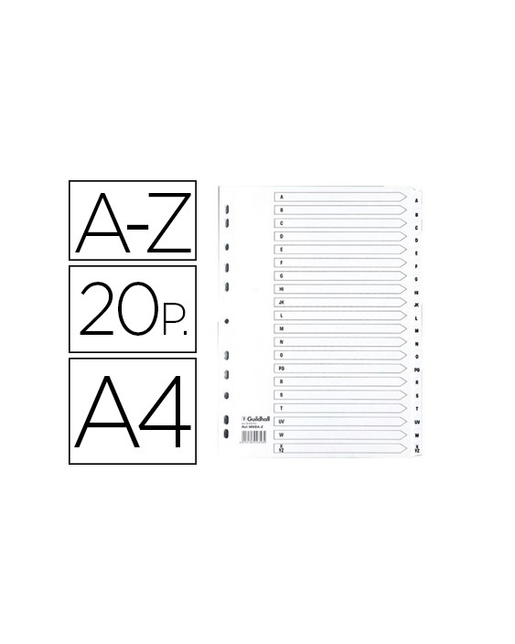 Separador exacompta cartulina blanca a-z juego de 20 separadores din a4 11 taladros