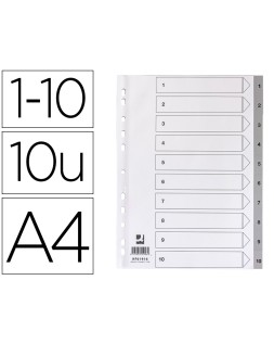 Separador numerico q-connect plastico 1-10 juego de 10 separadores din a4 multitaladro
