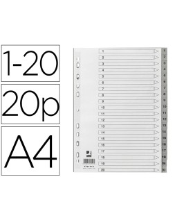 Separador numerico q-connect plastico 1-20 juego de 20 separadores din a4 multitaladro