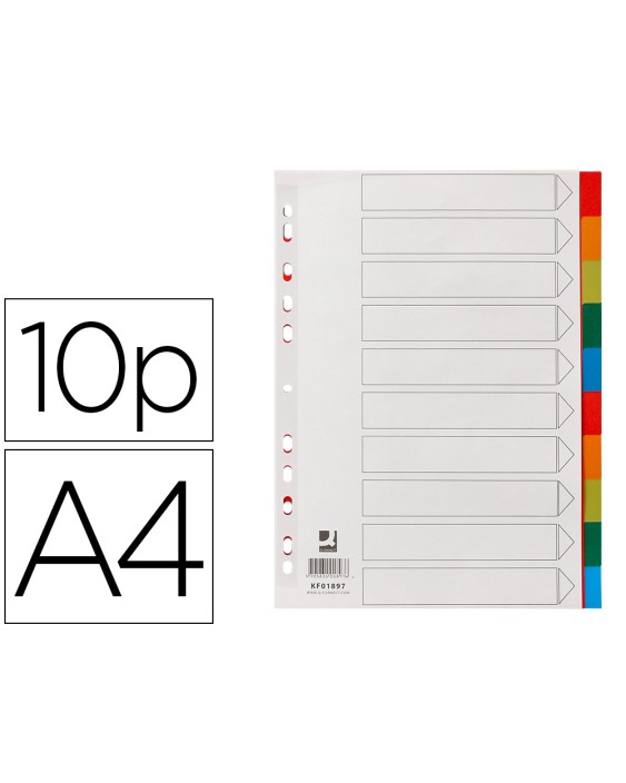 Separador q-connect plastico juego de 10 separadores din a4 multitaladro