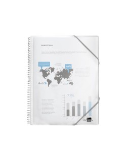 Carpeta liderpapel escaparate con espiral 20 fundas polipropileno din a4 transparente