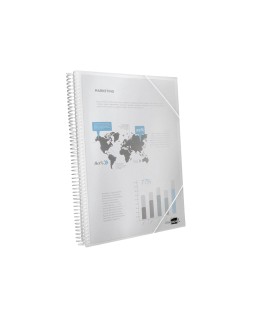 Carpeta liderpapel escaparate con espiral 20 fundas polipropileno din a4 transparente