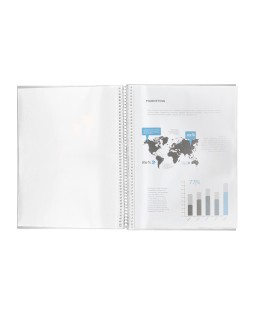 Carpeta liderpapel escaparate con espiral 20 fundas polipropileno din a4 transparente