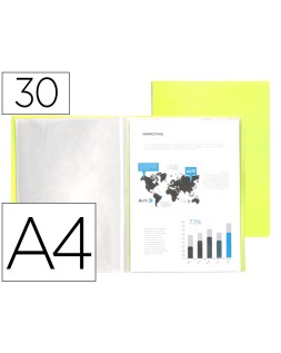 Carpeta liderpapel escaparate 30 fundas polipropileno din a4 amarillo fluor opaco