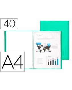 Carpeta liderpapel escaparate 40 fundas polipropileno din a4 verde translucido