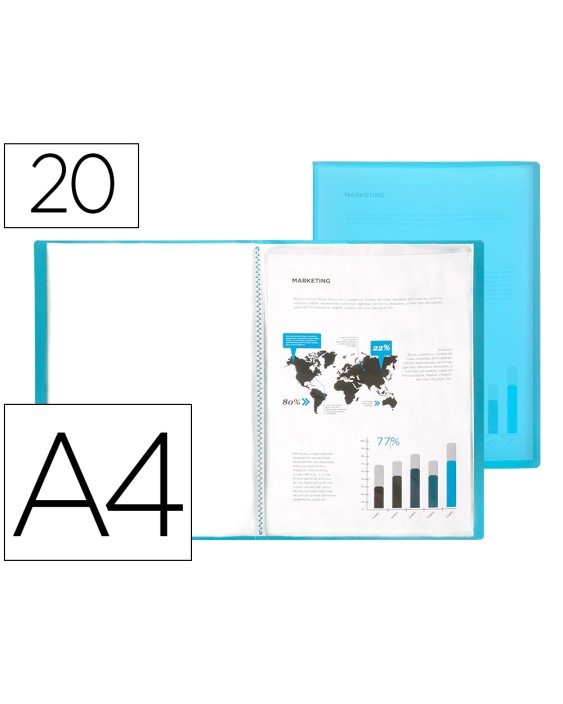 Carpeta liderpapel escaparate 47042 20 fundas polipropileno din a4 azul translucido