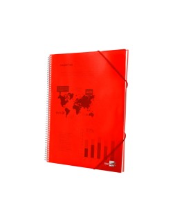 Carpeta liderpapel escaparate con espiral 10 fundas polipropileno din a4 rojo