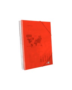 Carpeta liderpapel escaparate con espiral 10 fundas polipropileno din a4 rojo
