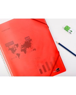 Carpeta liderpapel escaparate con espiral 10 fundas polipropileno din a4 rojo