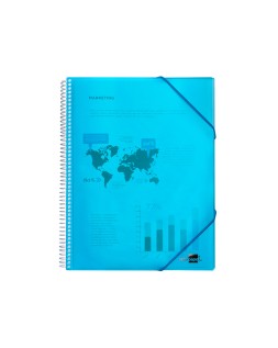 Carpeta liderpapel escaparate con espiral 20 fundas polipropileno din a4 azul