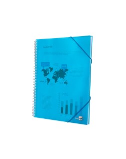 Carpeta liderpapel escaparate con espiral 20 fundas polipropileno din a4 azul