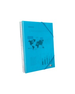 Carpeta liderpapel escaparate con espiral 20 fundas polipropileno din a4 azul