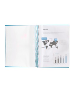 Carpeta liderpapel escaparate con espiral 20 fundas polipropileno din a4 azul