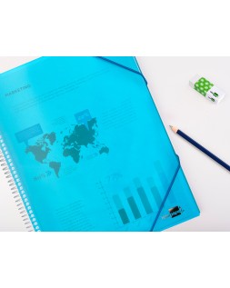 Carpeta liderpapel escaparate con espiral 20 fundas polipropileno din a4 azul