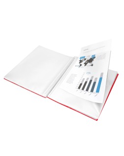 Carpeta liderpapel escaparate con espiral 20 fundas polipropileno din a4 rojo