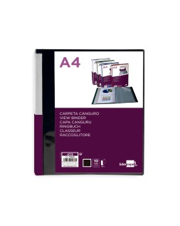 Carpeta liderpapel 10 fundas canguro pp din a4 negro opaco portada y lomo personalizable