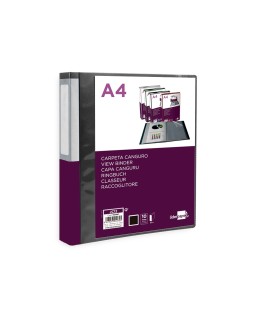 Carpeta liderpapel 10 fundas canguro pp din a4 negro opaco portada y lomo personalizable