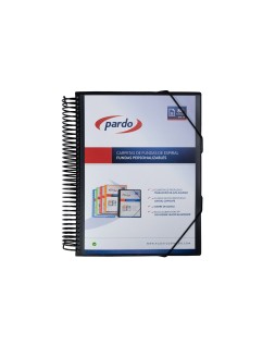 Carpeta pardo escaparate con espiral 80 fundas folio personalizable color negro