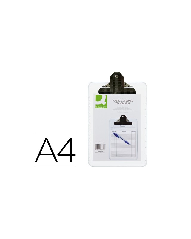 Portanotas q-connect plastico transparente din a4 4 mm