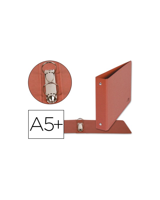 Carpeta de 2 anillas 25mm redondas liderpapel cuarto apaisado carton cuero