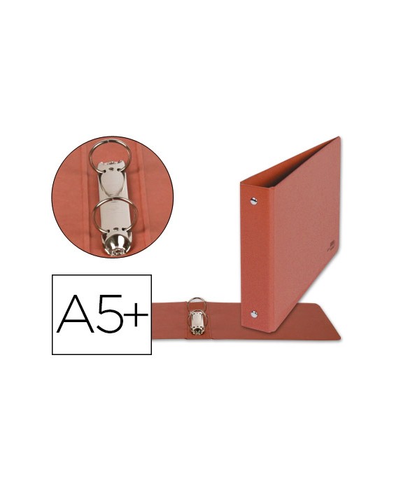 Carpeta de 2 anillas 25mm redondas liderpapel cuarto apaisado carton cuero