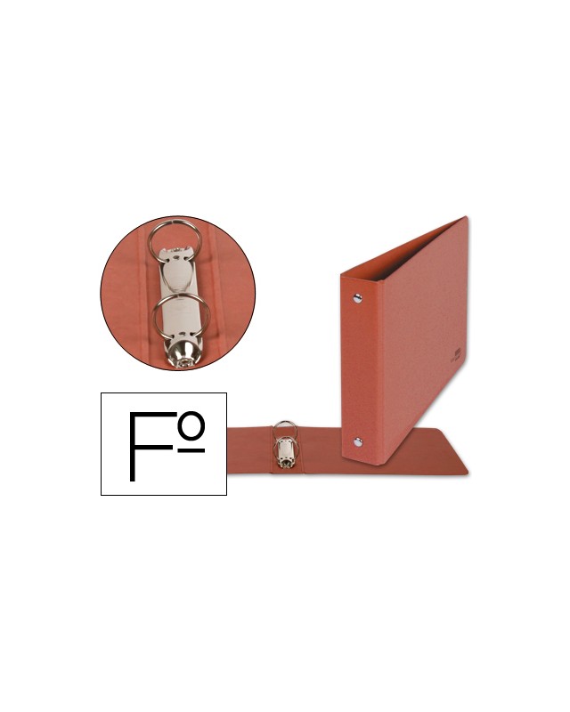 Carpeta de 2 anillas 25mm redondas liderpapel folio apaisado carton cuero