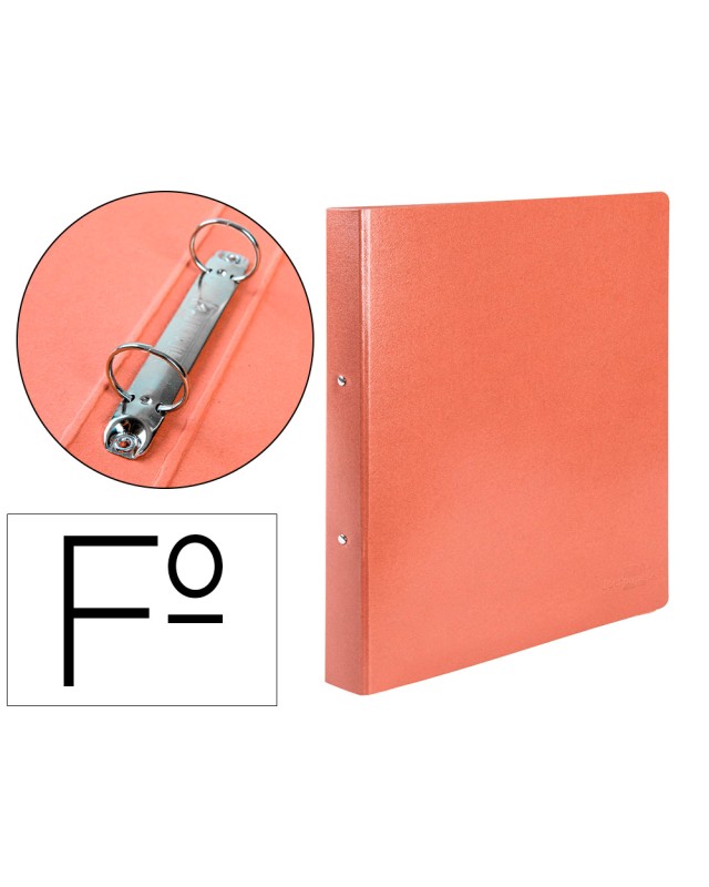 Carpeta de 2 anillas 25mm redondas liderpapel folio carton cuero