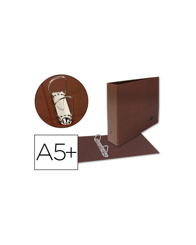 Carpeta de 2 anillas 25mm mixtas liderpapel cuarto apaisado carton cuero forrado compresor plastico