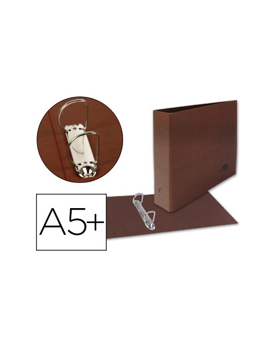 Carpeta de 2 anillas 25mm mixtas liderpapel cuarto apaisado carton cuero forrado compresor plastico