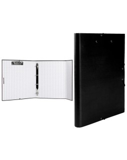 Carpeta de 4 anillas 25mm redondas liderpapel folio carton forrado paper coat negra con miniclip y solapas